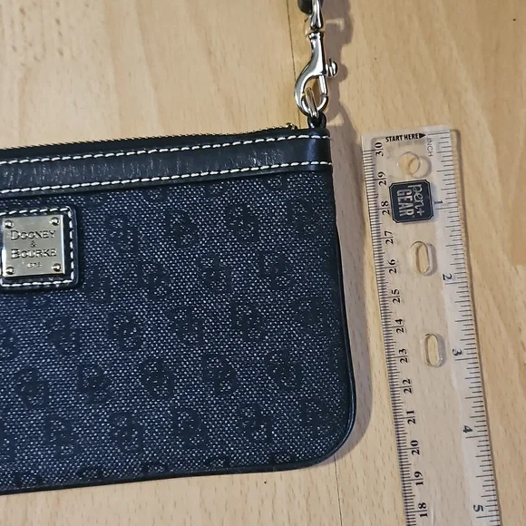 Dooney & Bourke Black Logo &Leather Wristlet with Monogram. - Picture 7 of 9